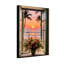 Paysage et nature avec fenêtre, coucher de soleil tropical, plage, palmiers, vase à fleurs-1668009289