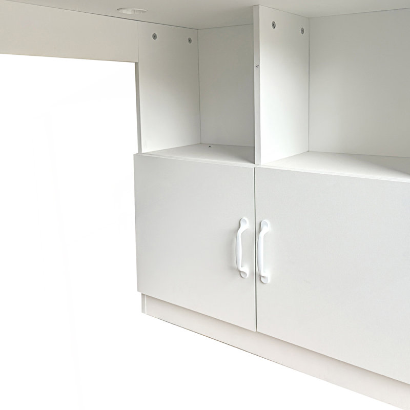 L-Shaped Corner Computer Desk, Study Modern Style Table with Drawers, Bookshelf & Hutch, 76.82" H x 55.2" W x 31.55" D, White