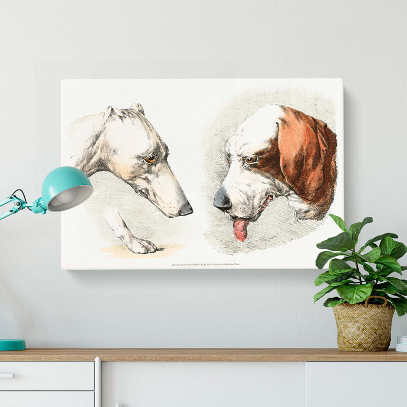 Two Dogs by Henry Thomas Alken - Wrapped Canvas, 35cm H x 50cm W x 3cm D