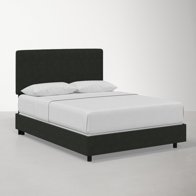 Lit tapissier standard en coton Marquise, Grand, Lin classique noir