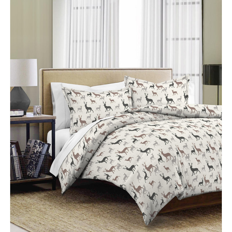 Autumn Deer Rustic Cotton Duvet Cover, King / California King Duvet Cover + 2 King Shams