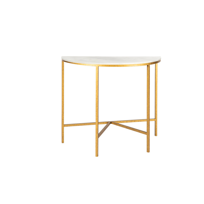 Vermont Demilune 38" Console Table, Carrera Marble
