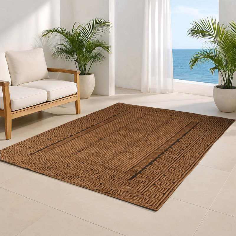 Tapis d'intérieur et d'extérieur brun français, Rectangle 4pi x 6 pi