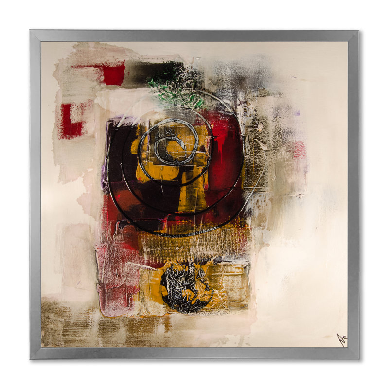 «Abstract Energetic Color Dance IV», reproduction de cadre photo sur toile, H 36 po x l 36 po x P 1,5 po, Cadre photo argenté