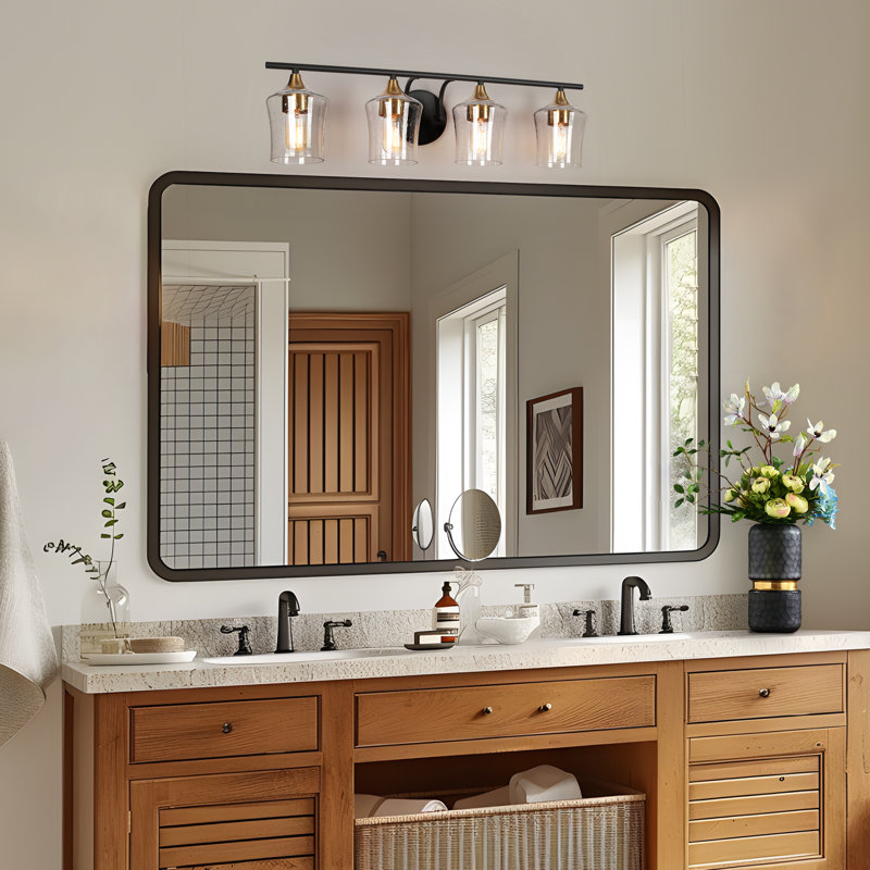 Éclairage de salle de bain à intensité variable 4 lumières avec verre ensemencé Balendran, Semé