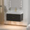  Meuble-lavabo simple mural moderne en bois massif de 36 po avec comptoir en pierre et lumière