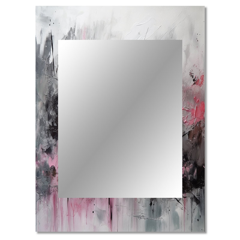 Evolving Shapes In Pink Marble III - Geometric Decorative Mirror, Modern Wall Mirror, Printed Metal Art, 40" x 30"
