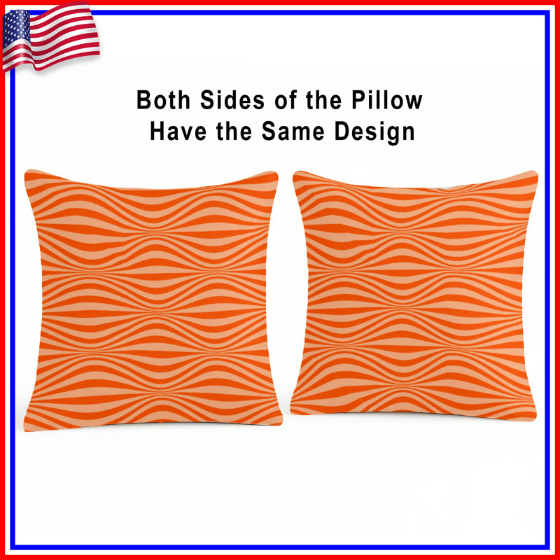 Coussins décoratifs Orange Wavy Lines, 16 x 16 inches