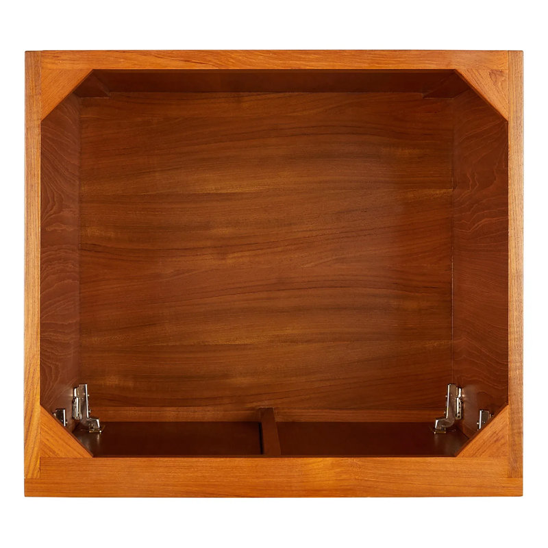 24" Novak Single Bathroom Vanity Set with Rectangular Undermount Sink, Natural Teak, Single-Hole, Arctic White Quartz