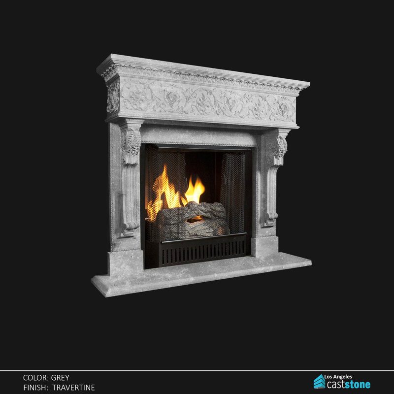 Marfa Fireplace Surround, Gray Travertine