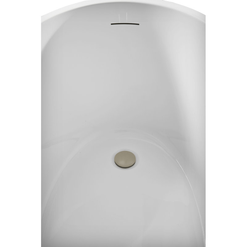 51" Streamline Soaking Freestanding Tub and Tray With Internal Drain, Brushed Nickel