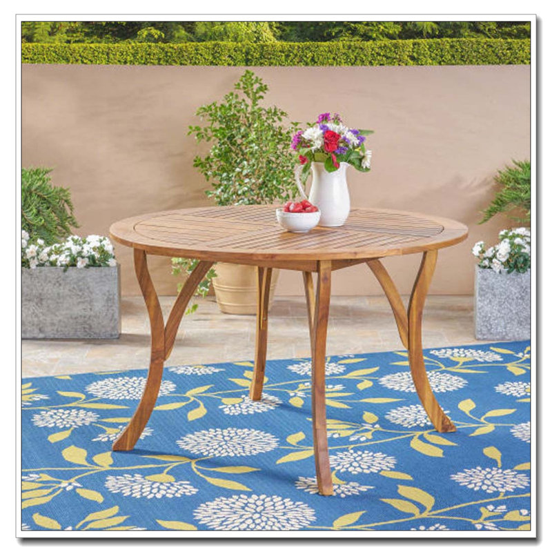 Table de salle à manger 47,25 po ronde en bois d'acacia avec finition teck