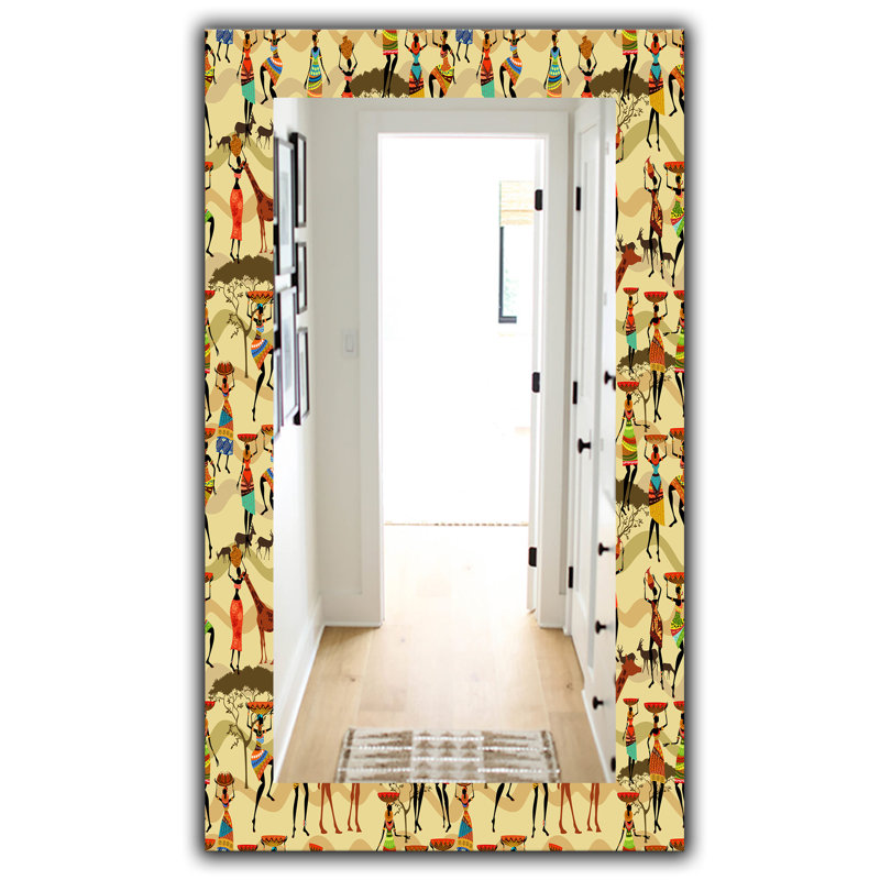 Miroir mural traditionnel Texture with African Women, H 39,4 po x l 29,5 po