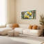 Ensemble de 1 tableau sur toile tendue à motif floral magnolia et iris, en vitrail-998346851