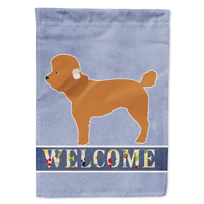 Polyester 2 côtés 40 x 28 po welcome drapeau maison, Caniche miniature debout