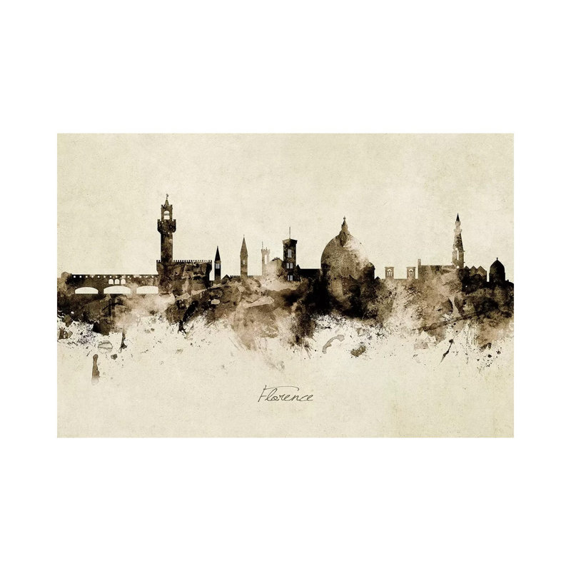 Florence Italy Skyline by Michael Tompsett - Wrapped Canvas Painting, 20.32 cm H x 30.48 cm W