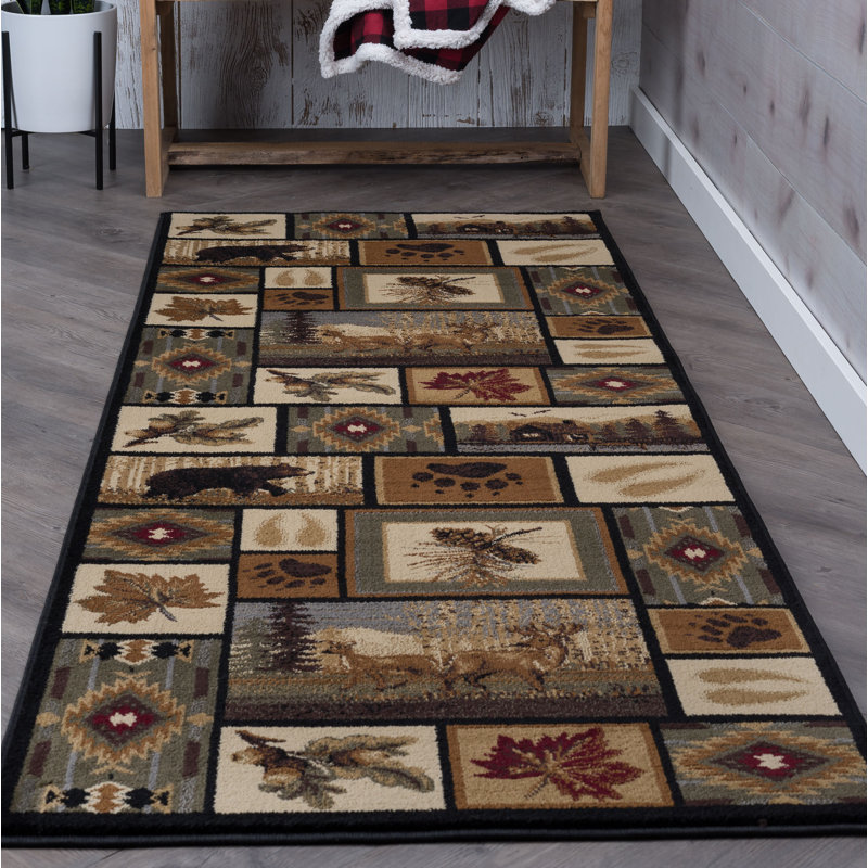Tapis brun et beige de style Sud-Ouest, Tapis de couloir 2 pi 7 po x 9 pi 10 po