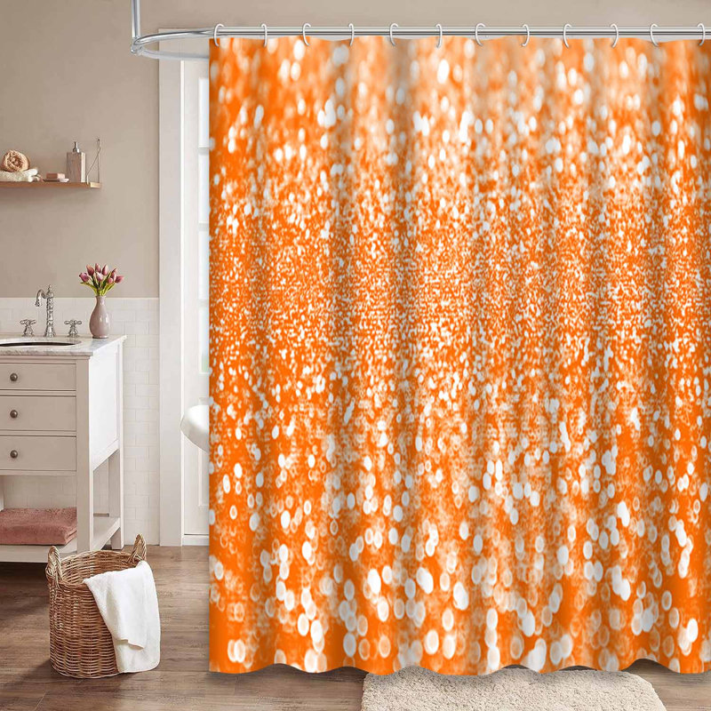 Rideau de douche orange imperméable, rideaux de douche pour la salle de bain avec 12 crochets, L 72 po x l 72 po