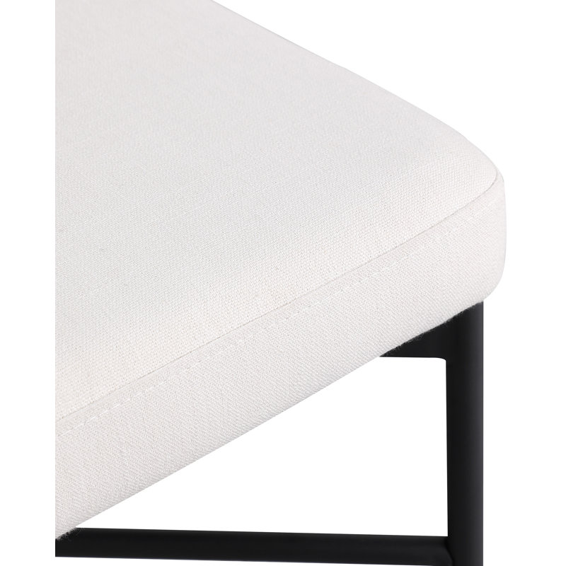 Hisayo Upholstered Counter Stool with Iron Frame, Cream Linen Textured Fabric