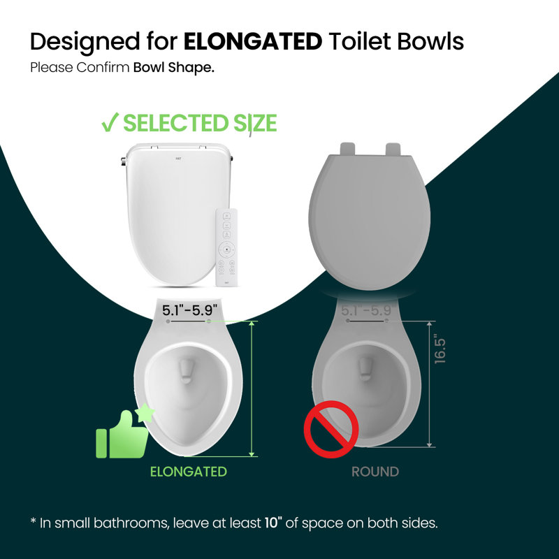 R&t V3200 Elongated Bidet Toilet Seat, Smart Electric Bidet Seat With Adjustable Warm Water, Air Dryer, Heated Seat, Night Light, Deodorization