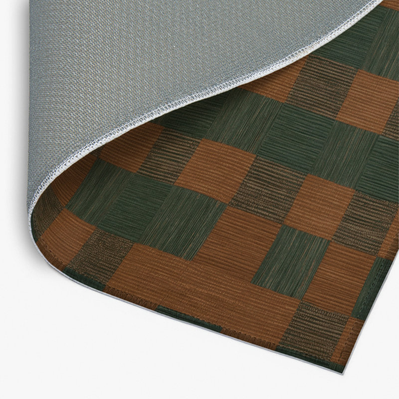 Checkered Brown Indoor and Outdoor Area Rug, Rectangle 2' x 3'