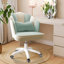 HDHNBA Petal Velvet Mid Back Swivel Vanity Desk Chair with Bow Cushion and Rolling Casters