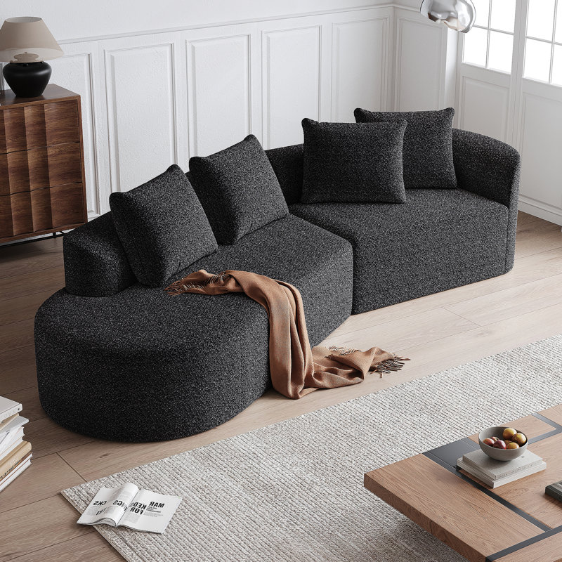 Canapé modulaire surdimensionné et rembourré Modern, Face à la gauche, Chenille noir