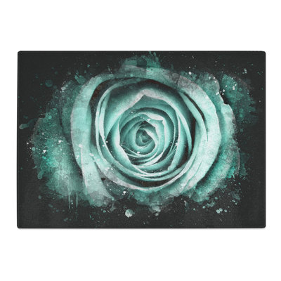 Tempered Glass Mint Green Rose Chopping Board