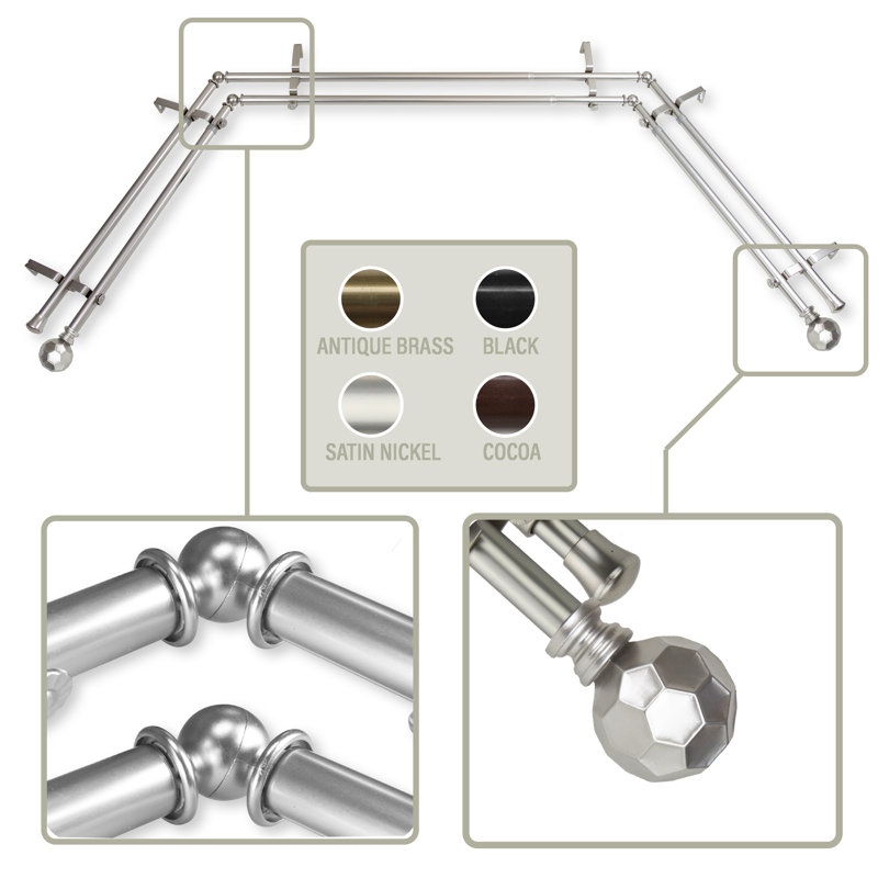 Tringle à rideaux double Campanella, Nickel satiné