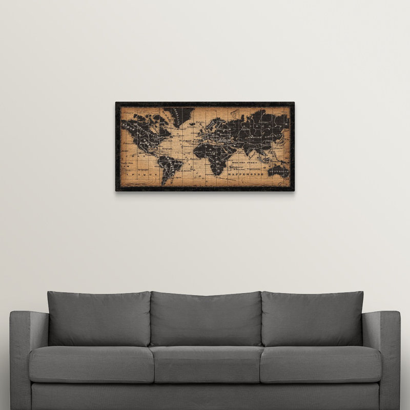 « Old World Map » par Pela Studio - impression d'art graphique, H 24 po x l 48 po x P 1,5 po, Toile