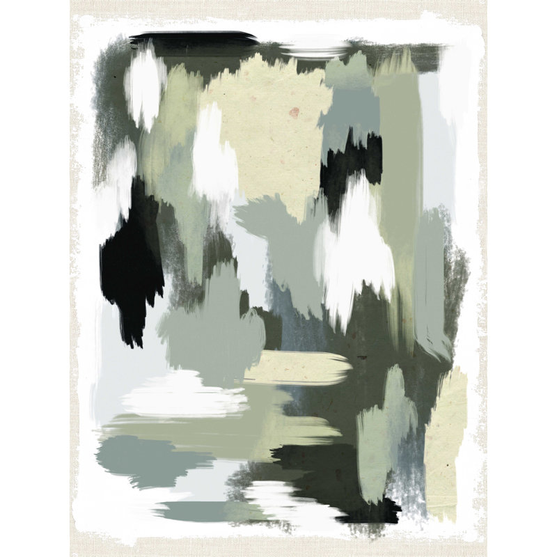 Abstrait noir et beige, H 16 po x l 12 po