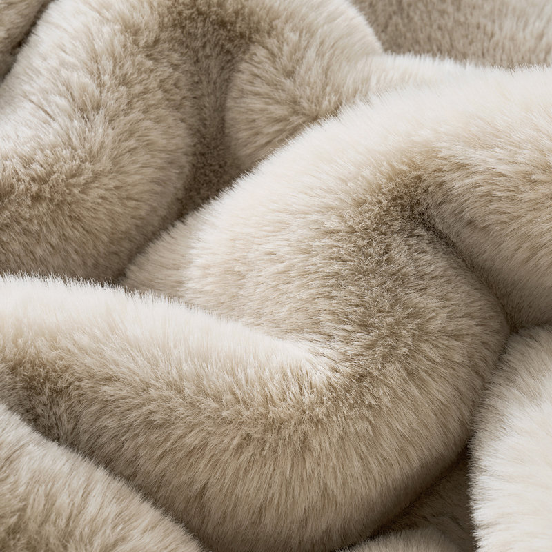 Jeté luxueux en fausse fourrure de chinchilla 1220GSM, L 80 po x l 60 po, Birch Mink