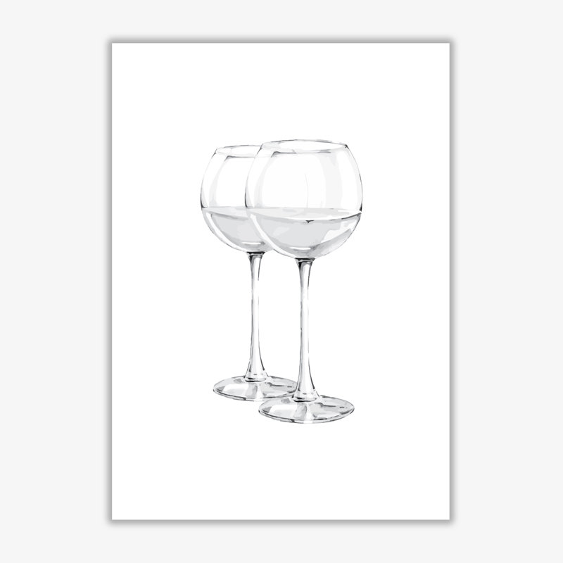 White Wine Glasses - Painting, No Frame, 30 cm H x 21 cm W x 1 cm D