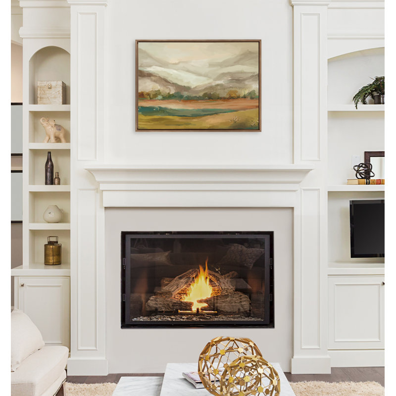 «Mountainscape» par Annie Quigley, reproduction d'art sur toile encadrée, Cadre flottant doré