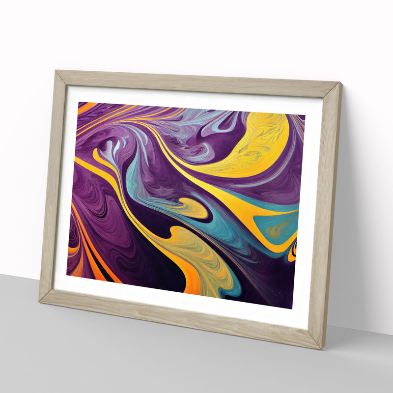 Marble Abstract Vol.1 - Single Picture Frame Print, 25cm H x 34cm W x 2cm D, Oak