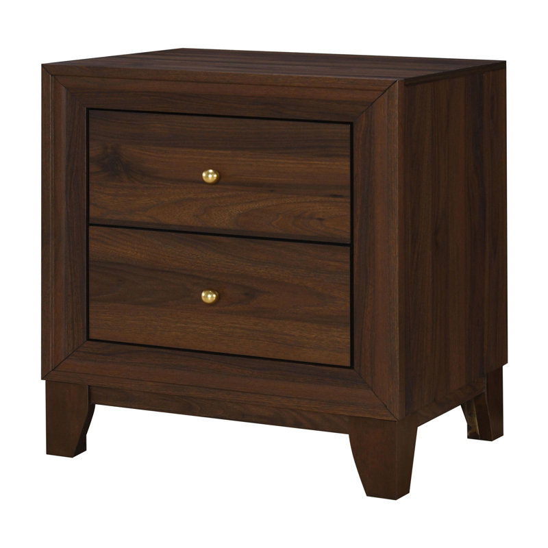 2-Drawer Nightstand Bedside Table Walnut