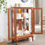 Vitrine 2 portes avec portes en verre trempé, armoires de terrasse avec panneau arrière en miroir et tablettes réglables, vitrine éclairée pour la maison, ampoule de bureau incluse CHÊNE FONCÉ-1398138941