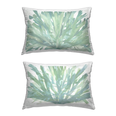 Layered Green Seaweed Printed Outdoor Throw Pillow Design by Stellar Design Studio (Set of 2)