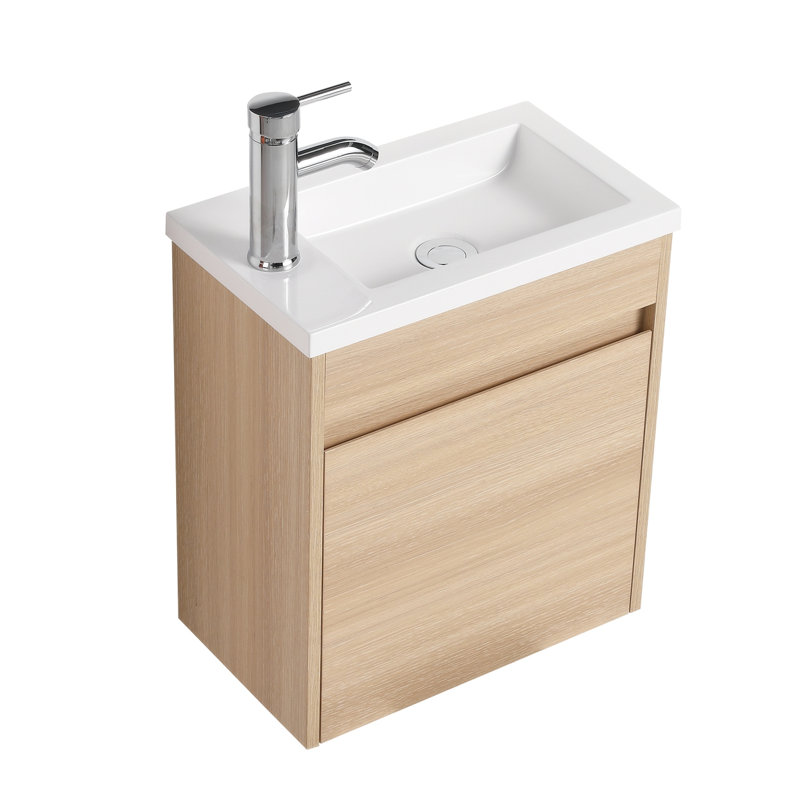 Ensemble de meuble-lavabo simple 17,39 po avec plateau en résine Quenna