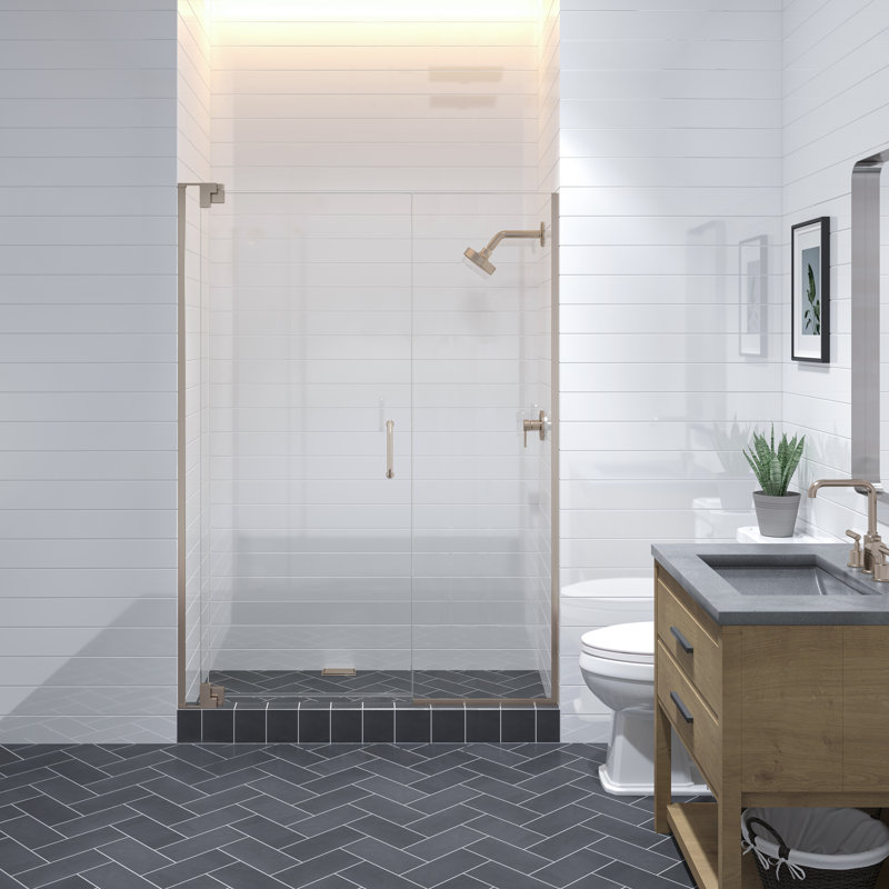  Verre trempé transparent Flex X Duo 57 - 60 x 72 po à porte pivotante sans cadre 3/8 po et 5/16 po Flex X, Nickel brossé