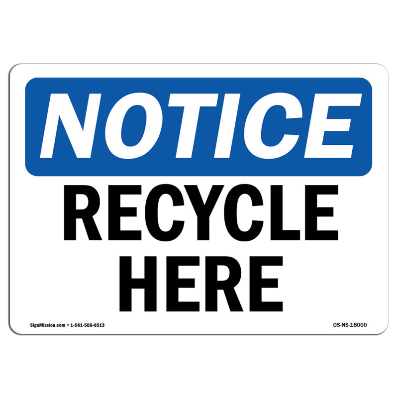 Recycle Here Aluminum Sign 18 x 24