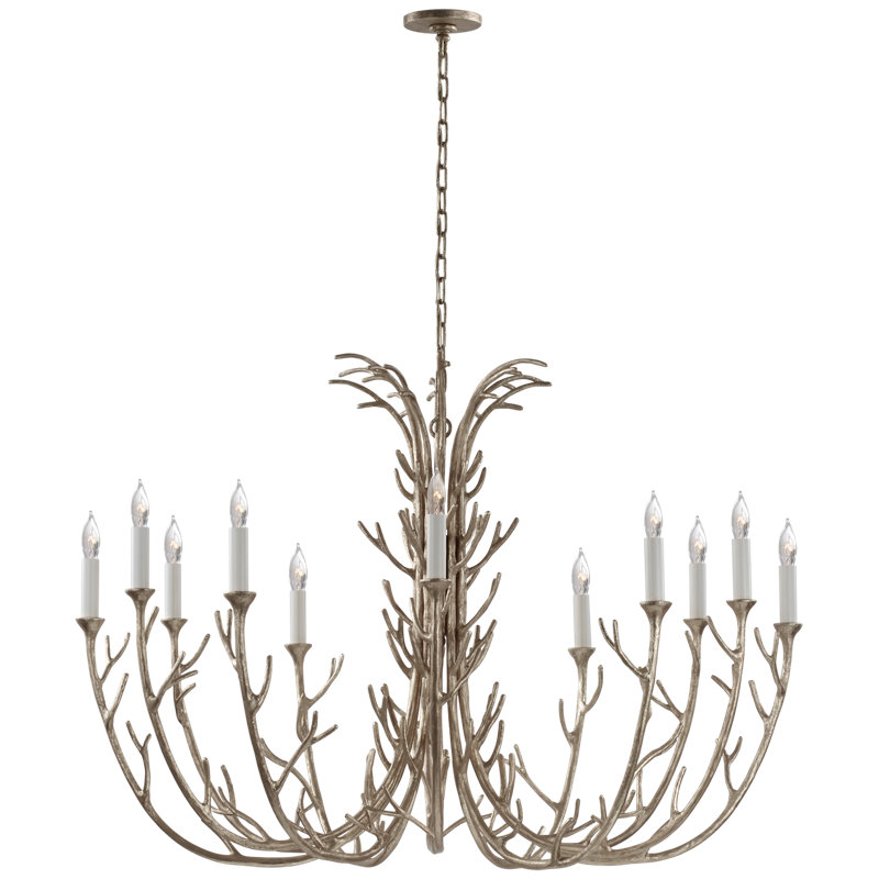 Julie Neill Silva Grande Chandelier, Burnished Silver Leaf