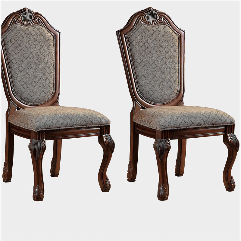 Chaise d'appoint beige et cerisier (ensemble de 2)