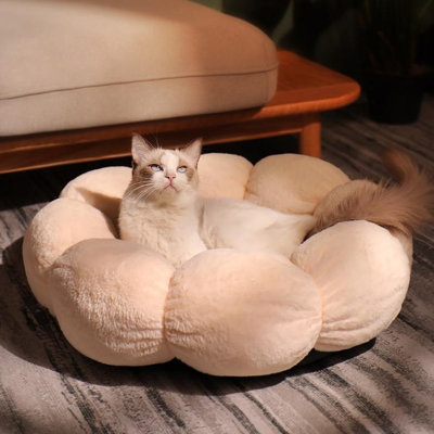  Elyzabeth Flower Shaped Pet Bed with Non-Slip Bottom, Soft Plush, Cute Cozy Cat Bed for Indoor cats
