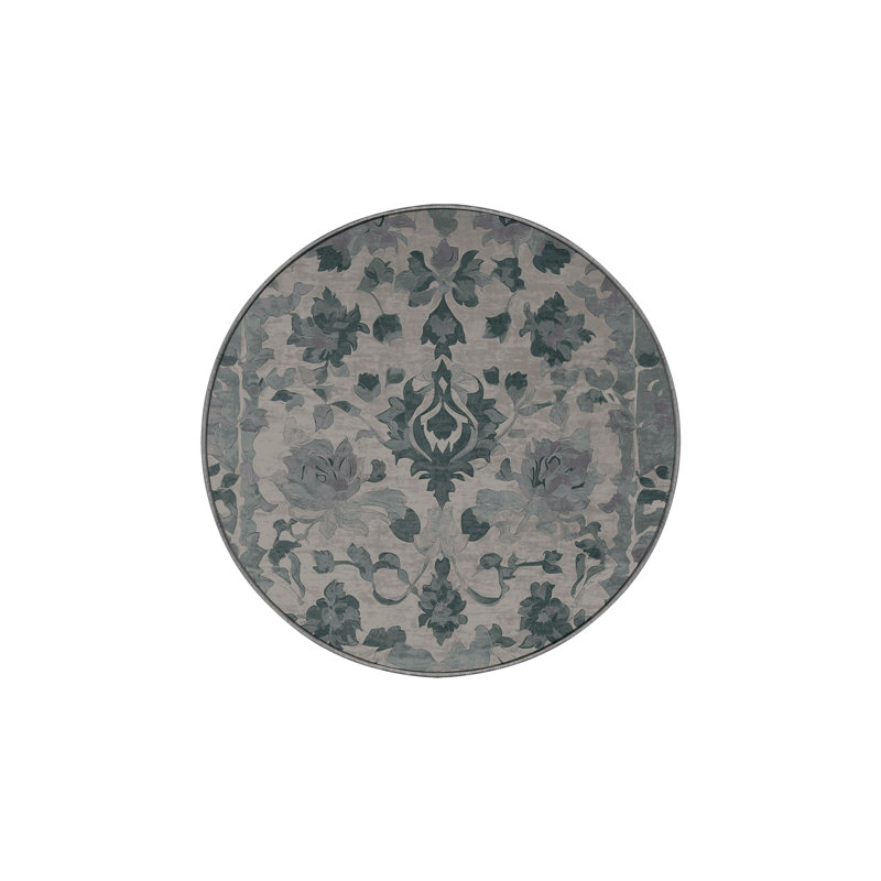 Machine Washable Gray Area Rug, Round 6'