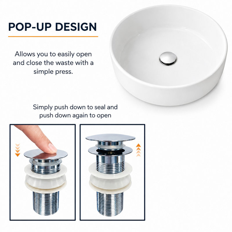 5cm Pop Up Basin Waste, No
