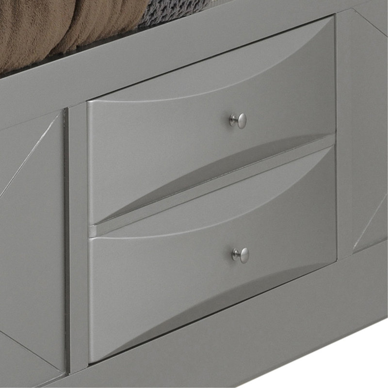 Lit contemporain élégant avec rangement, Lit simple, Champagne