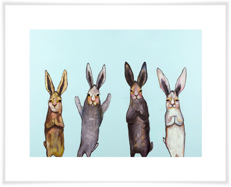 Quatre lapins - impression sur toile tendue, H 16 po x l 20 po