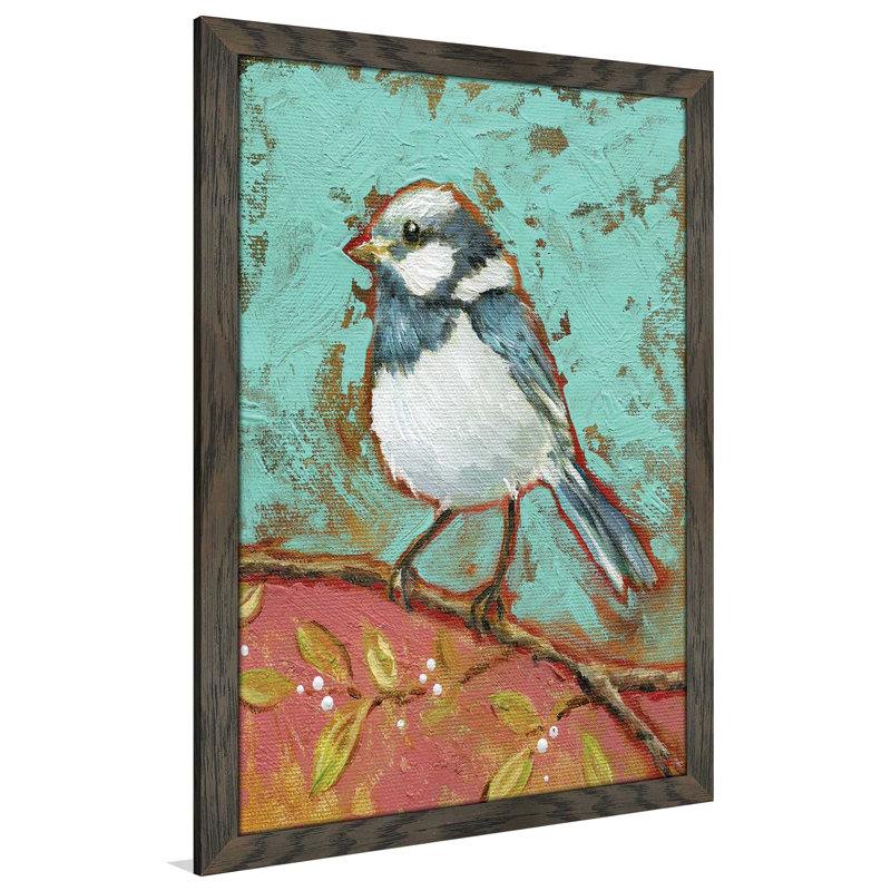 « brillante oiseau i », reproduction de peinture à l’huile encadrée, H 27,5 po x l 21,5 po x P 0,75 po