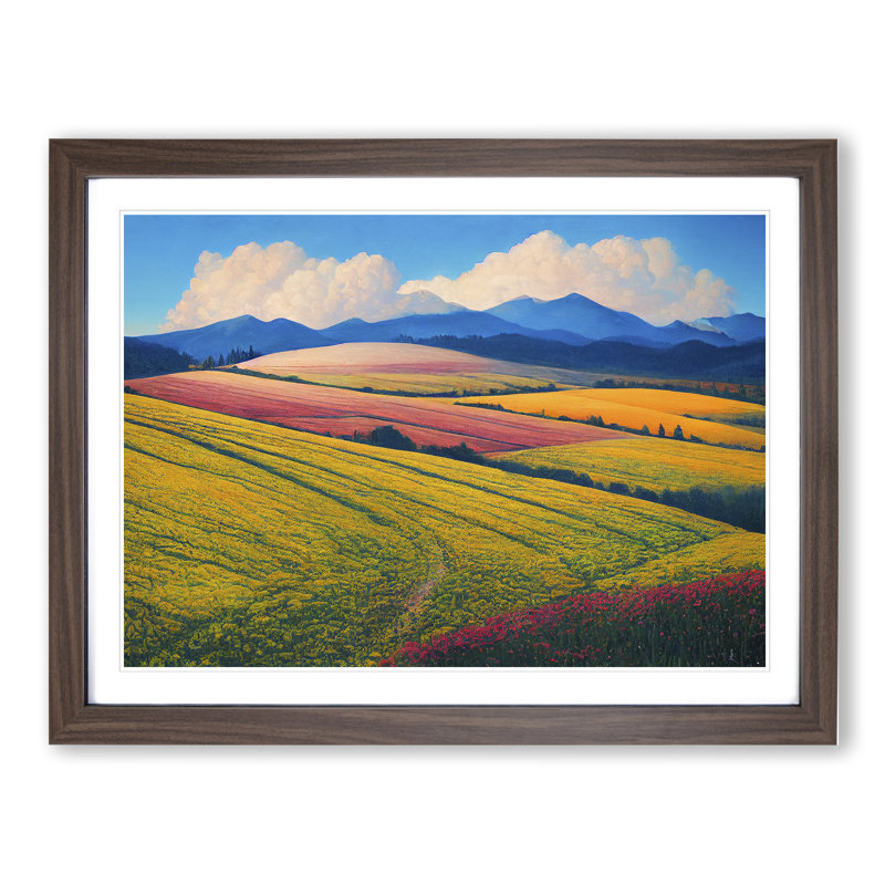 Spring Landscape Meadow - Framed Print, Walnut